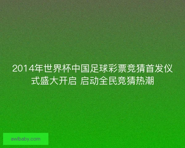 2014年世界杯中国足球彩票竞猜首发仪式盛大开启 启动全民竞猜热潮