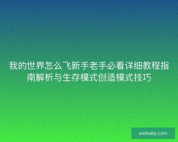 我的世界怎么飞新手老手必看详细教程指南解析与生存模式创造模式技巧