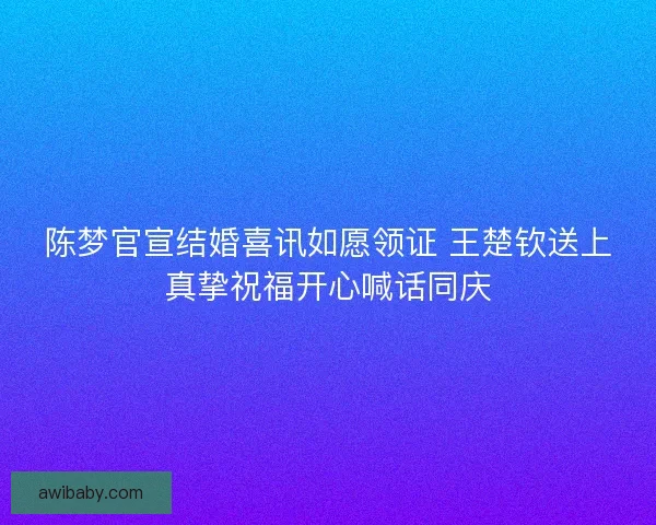 陈梦官宣结婚喜讯如愿领证 王楚钦送上真挚祝福开心喊话同庆