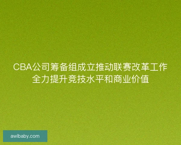 CBA公司筹备组成立推动联赛改革工作全力提升竞技水平和商业价值